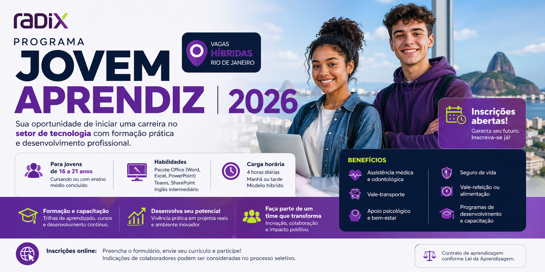 Radix abre inscrições para Programa Jovem Aprendiz 2026 com vagas híbridas no Rio 1 seletivo jovem aprendiz