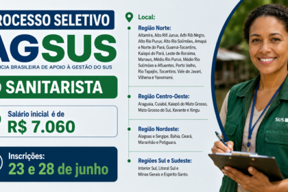 Processo Seletivo AGSUS: 61 Vagas para Sanitaristas 5 Processo Seletivo AGSUS 2025 para Sanitarista com 61 vagas em 32 DSEIs no Brasil