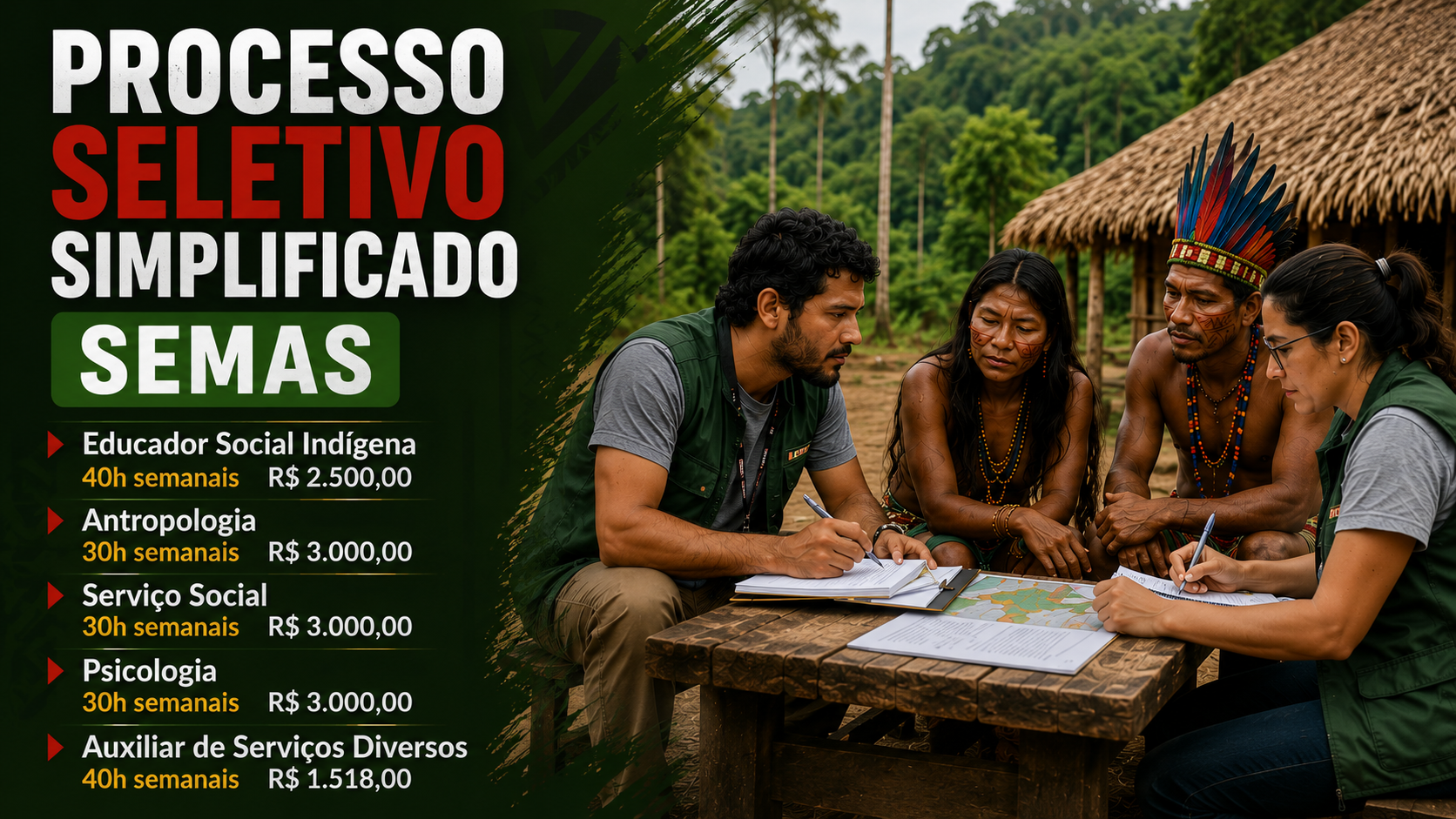 Processo Seletivo SEMAS Terra Indígena Yanomami 2026: Vagas, Salários e Como se Inscrever 1 Processo Seletivo SEMAS Terra Indígena Yanomami 2026 em Mucajaí