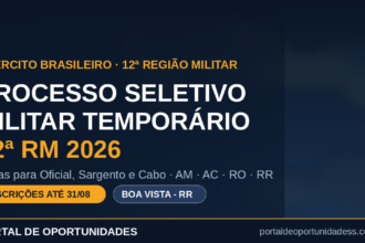 Processo Seletivo Militar Temporário 12ª RM 2026 4 Processo Seletivo Militar Temporário 12ª RM 2026 com vagas para Oficial, Sargento e Cabo