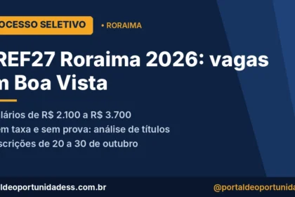 Processo seletivo CREF27 Roraima 2026 com vagas em Boa Vista e inscrições de 20 a 30 de outubro